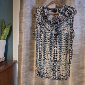 Dana Buchman Sleeveless Top - Black, Blue, and Cream